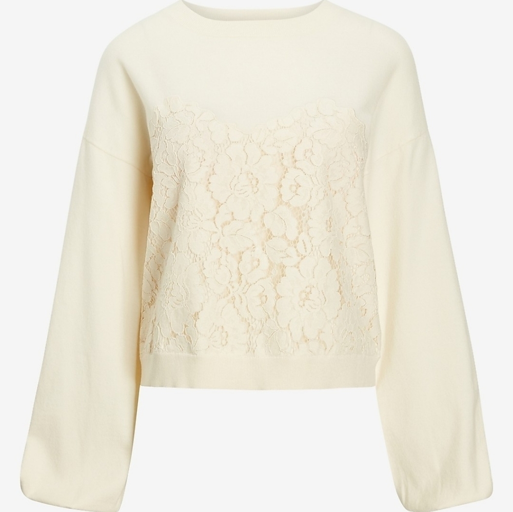 EXPRESS lace front cream cozy sweatshirt